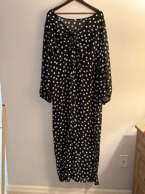 Ava & Viv Black and White Polka Dot Maxi Dress